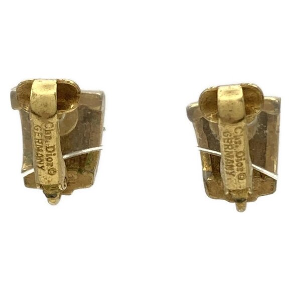 Auth DIOR/ChristianDior - Gold Clear Hardware Rhinestones Clip On Earrings - Picture 2 of 3